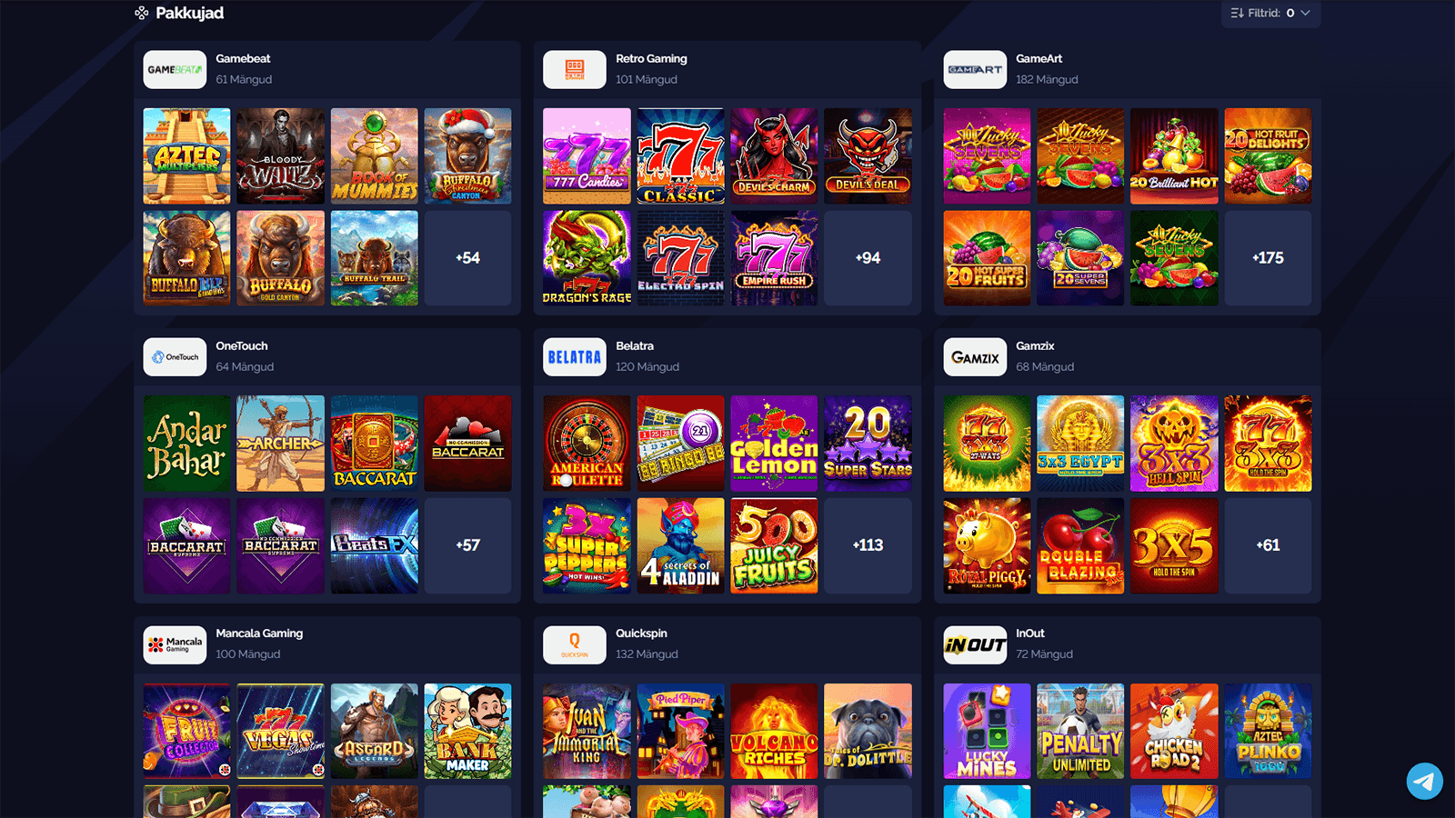 M&auml;ngupakkujad GoldBet kasiinos Eestis 